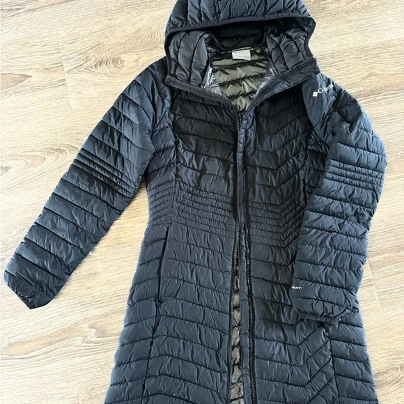 Columbia Black Puffer Jacket with Hood - Picture 1 of 7